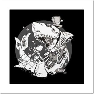 Dapper Steampunk shark Posters and Art